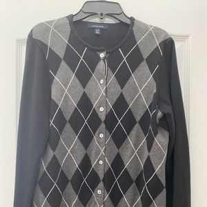 Land's End Argyle Cardigan Sweater Size S/P (6-8)